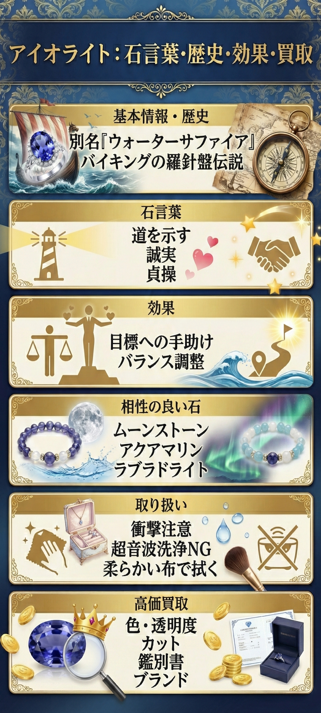 アイオライトの石言葉とは？意味・効果から誕生石の由来や高価買取のポイントまで徹底解説