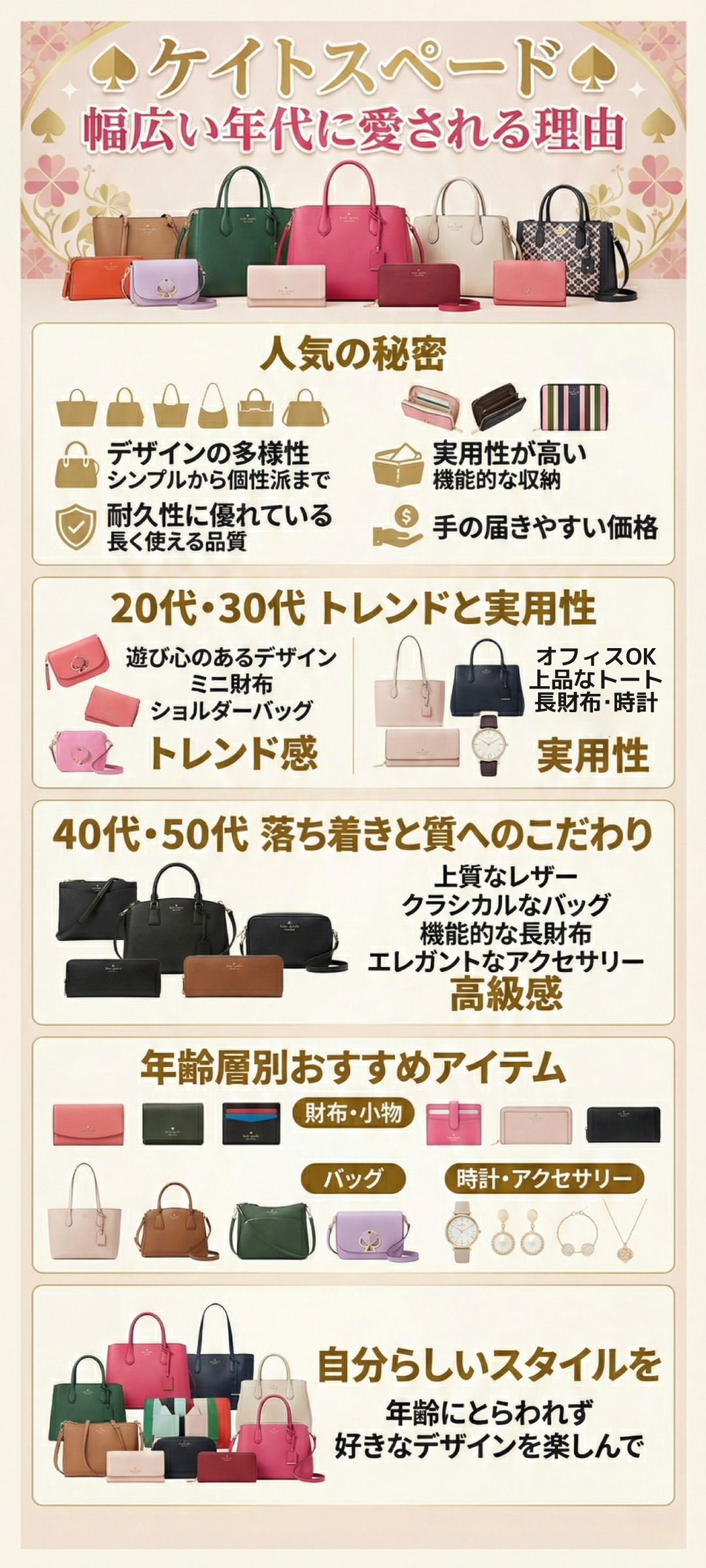ケイトスペードの年齢層を解説!20代〜50代まで愛される理由とアイテム別の選び方