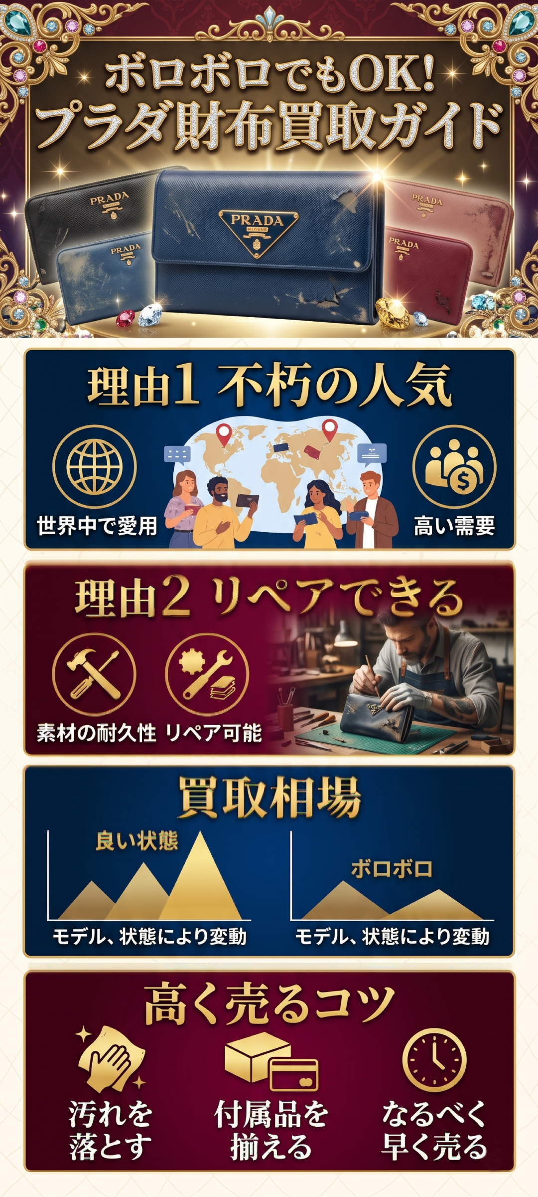 プラダのボロボロな財布も売れる?買取価格相場と高く売る5つのコツを徹底解説