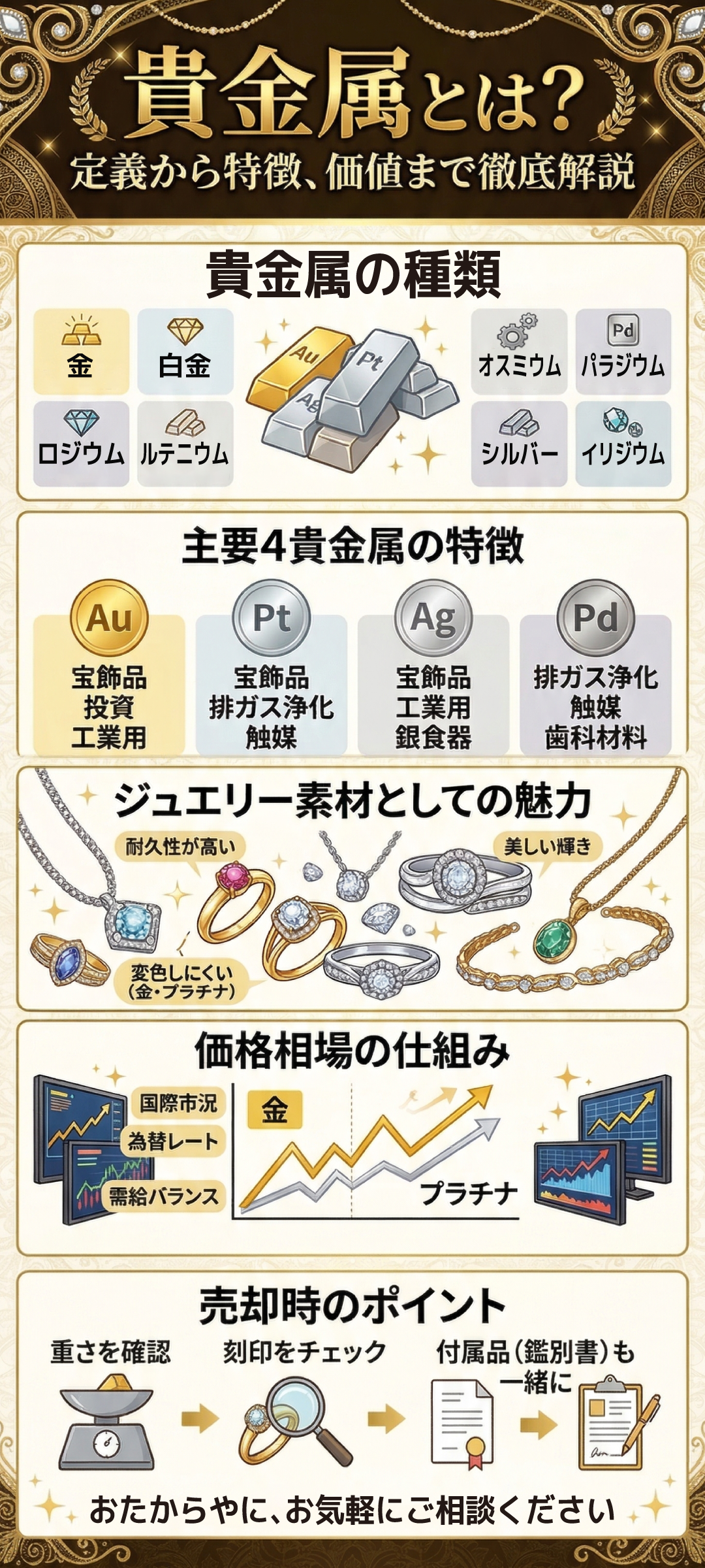 貴金属とは？全8種類の特徴や資産価値・ジュエリーとしての魅力を徹底解説