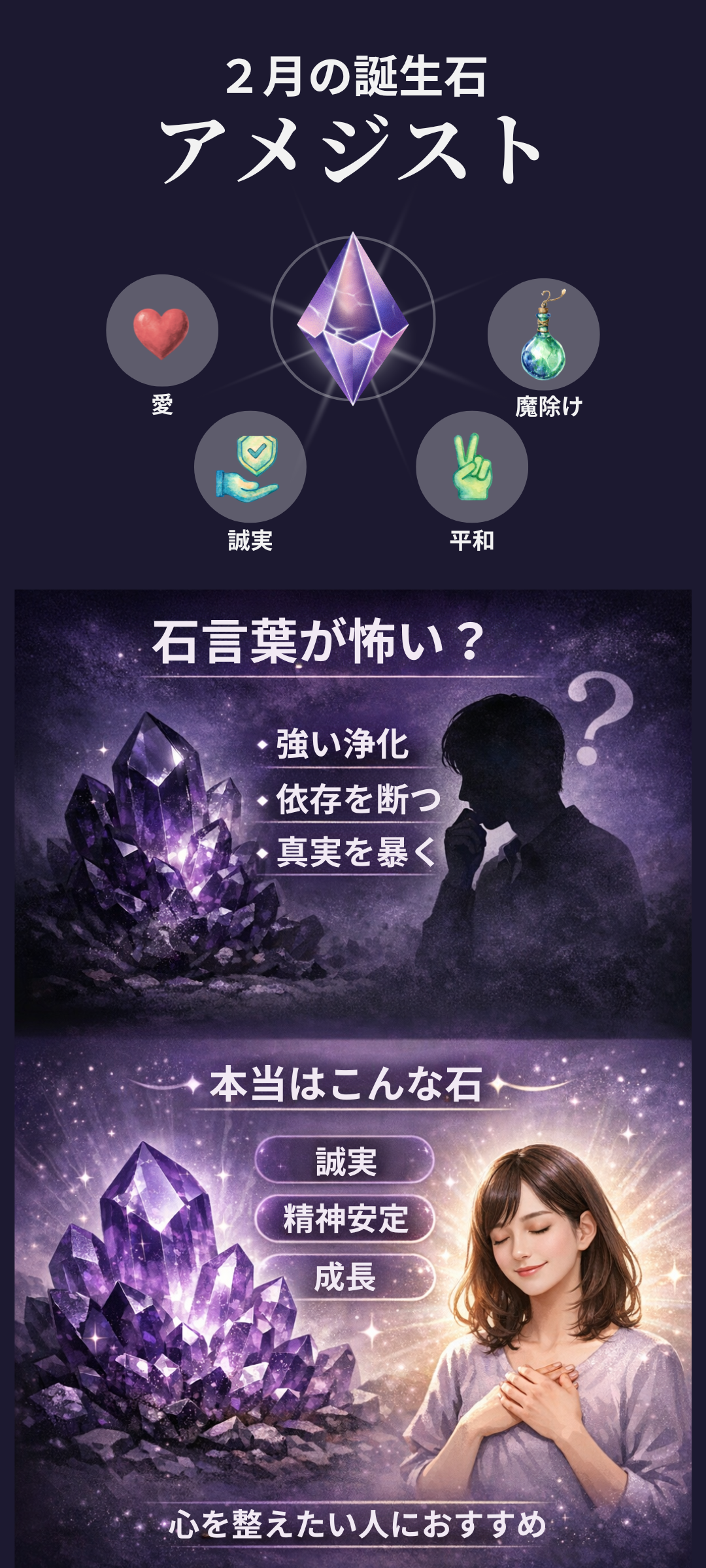 2月の誕生石アメジストの意味と効果とは？石言葉が怖いと言われる理由も解説