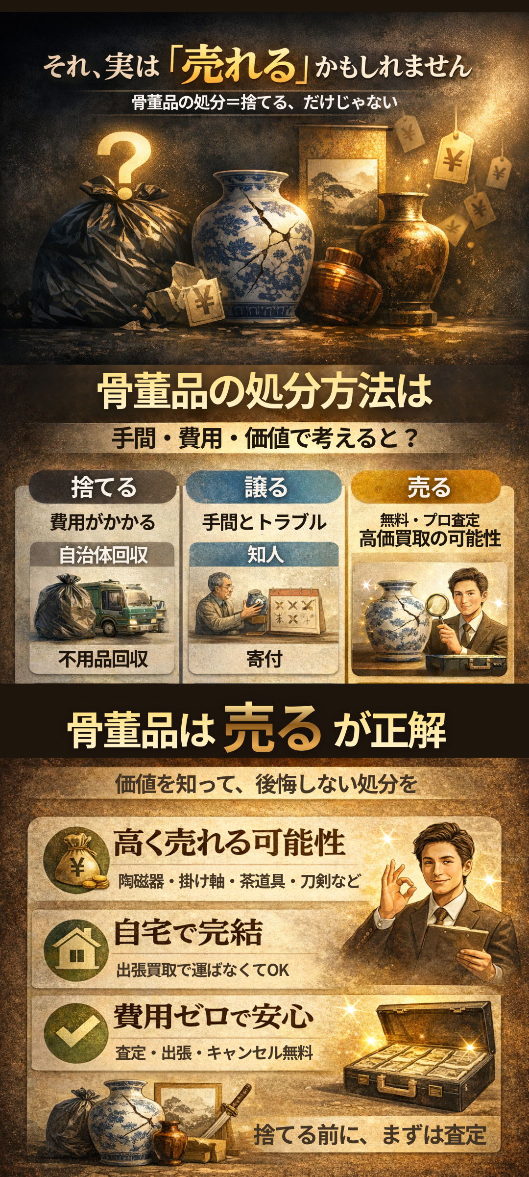 骨董品の賢い処分方法はどれ?実は高く売れるかも!買取のメリットと手順も解説