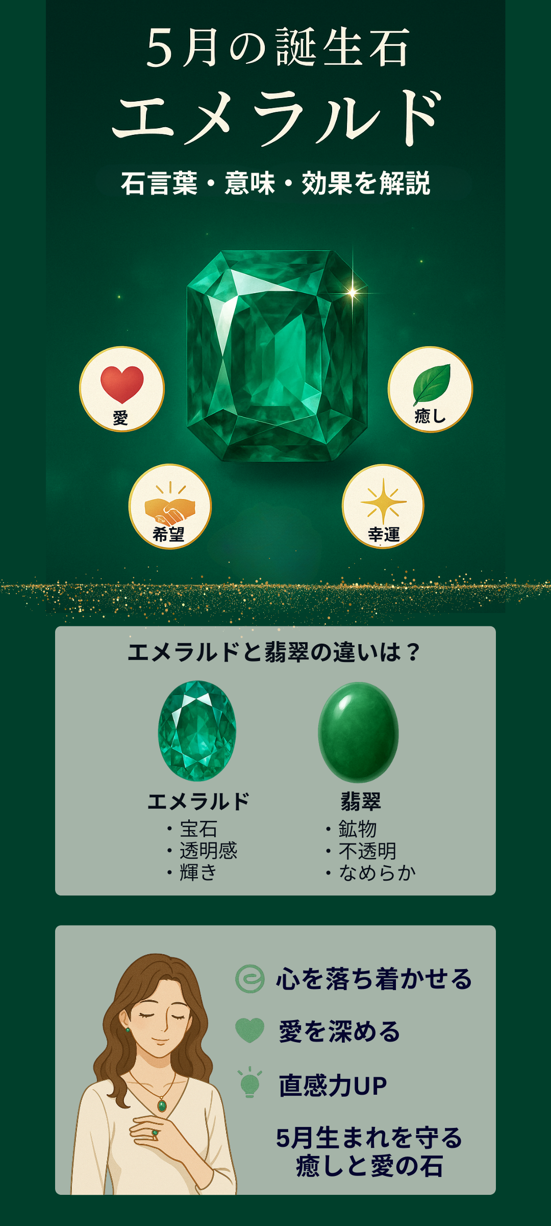 5月の誕生石エメラルドの石言葉と意味とは？翡翠との違いや身につける効果も解説
