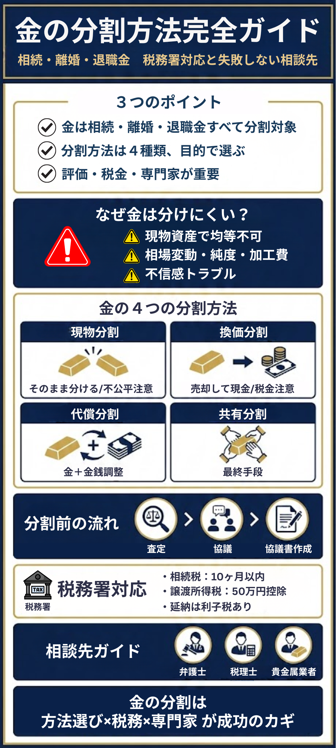 金の分割方法とは？税務署対応と信頼できる相談先を徹底解説