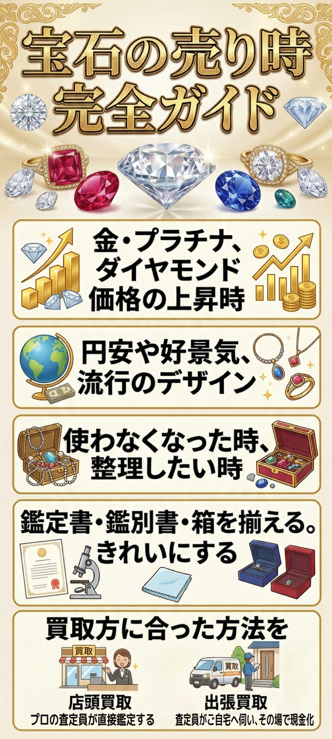 宝石の売り時はいつ?初めてでも後悔しない高く売るコツもご紹介