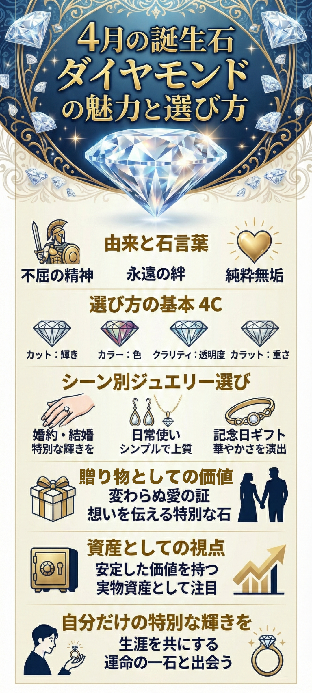 【4月の誕生石】ダイヤモンドの意味とは?モルガナイトとの違い・ジュエリー選びも解説