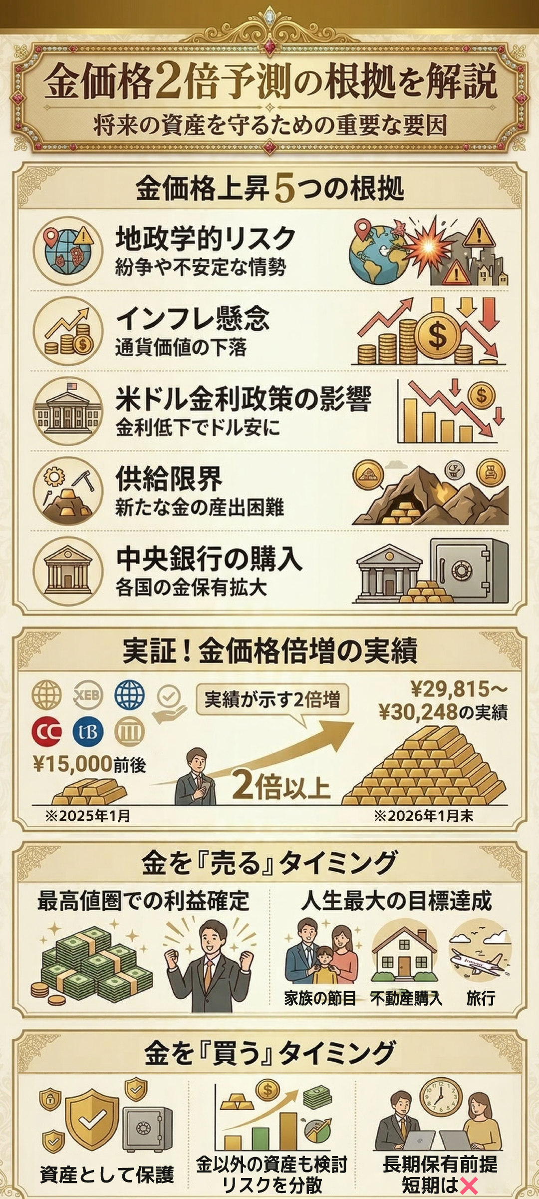 金価格が2倍になる？今後の相場予想や売り・買い時まで徹底解説