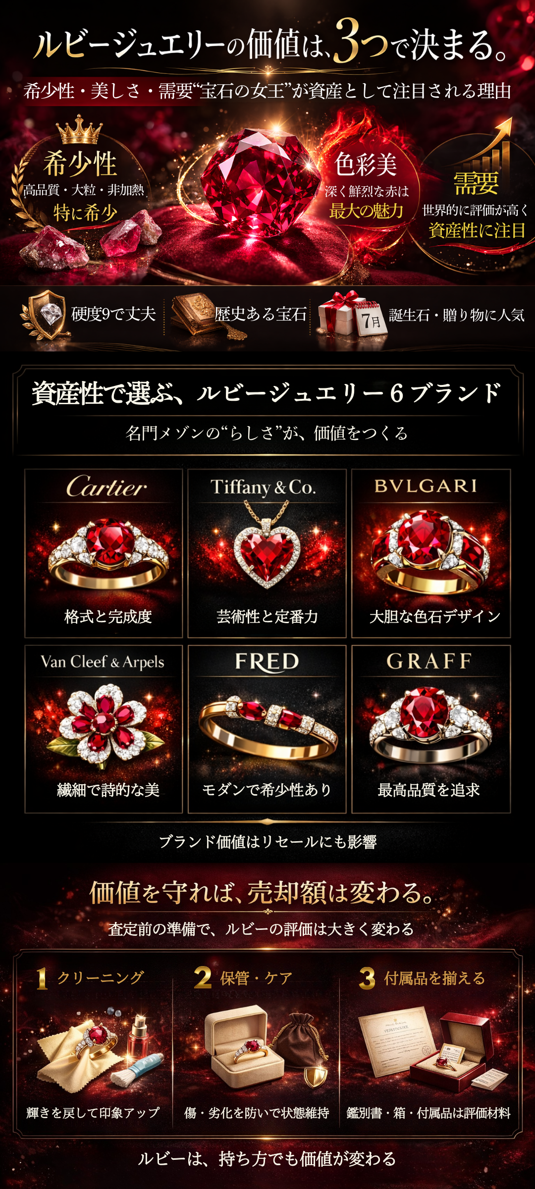 ルビージュエリーのおすすめブランド6選|資産価値魅力・売却のポイントもご紹介