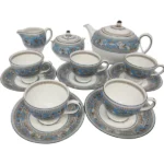 WEDGWOODウェッジウッド フロレンティーンターコイズ ティーポット/シュガーポット/クリーマー/C＆S×5