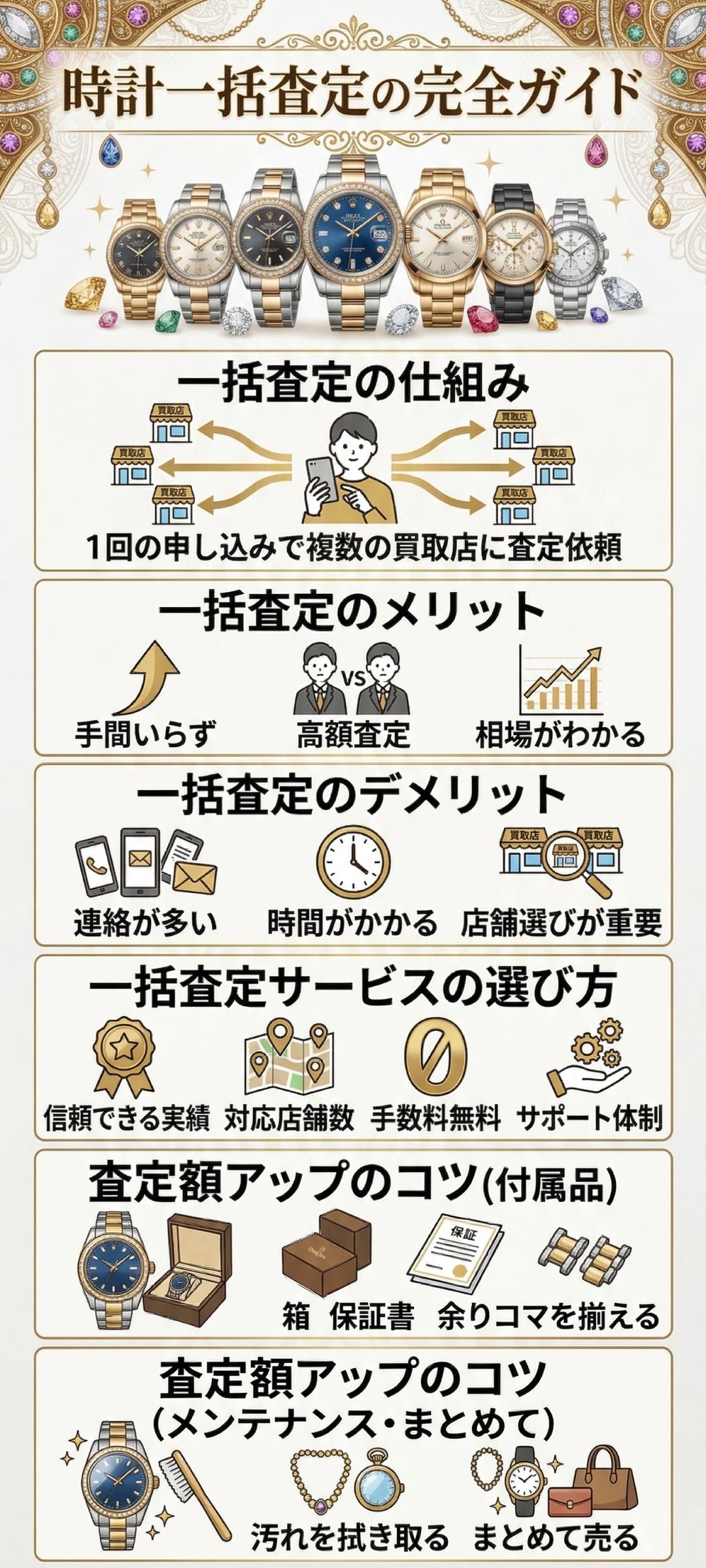 時計の一括査定とは?メリット・デメリットから高く売るコツまで徹底解説