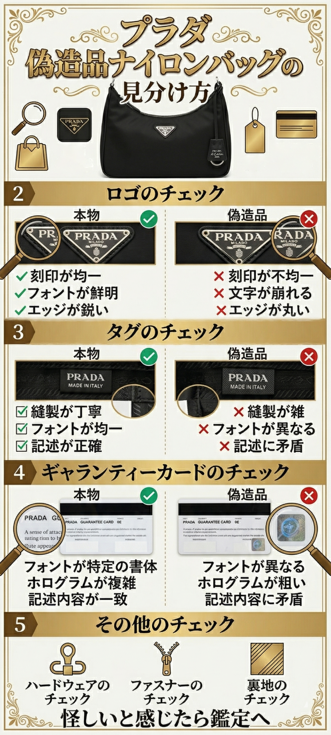 プラダの偽物の見分け方は？ナイロンバッグのロゴや白タグから本物を見抜く方法