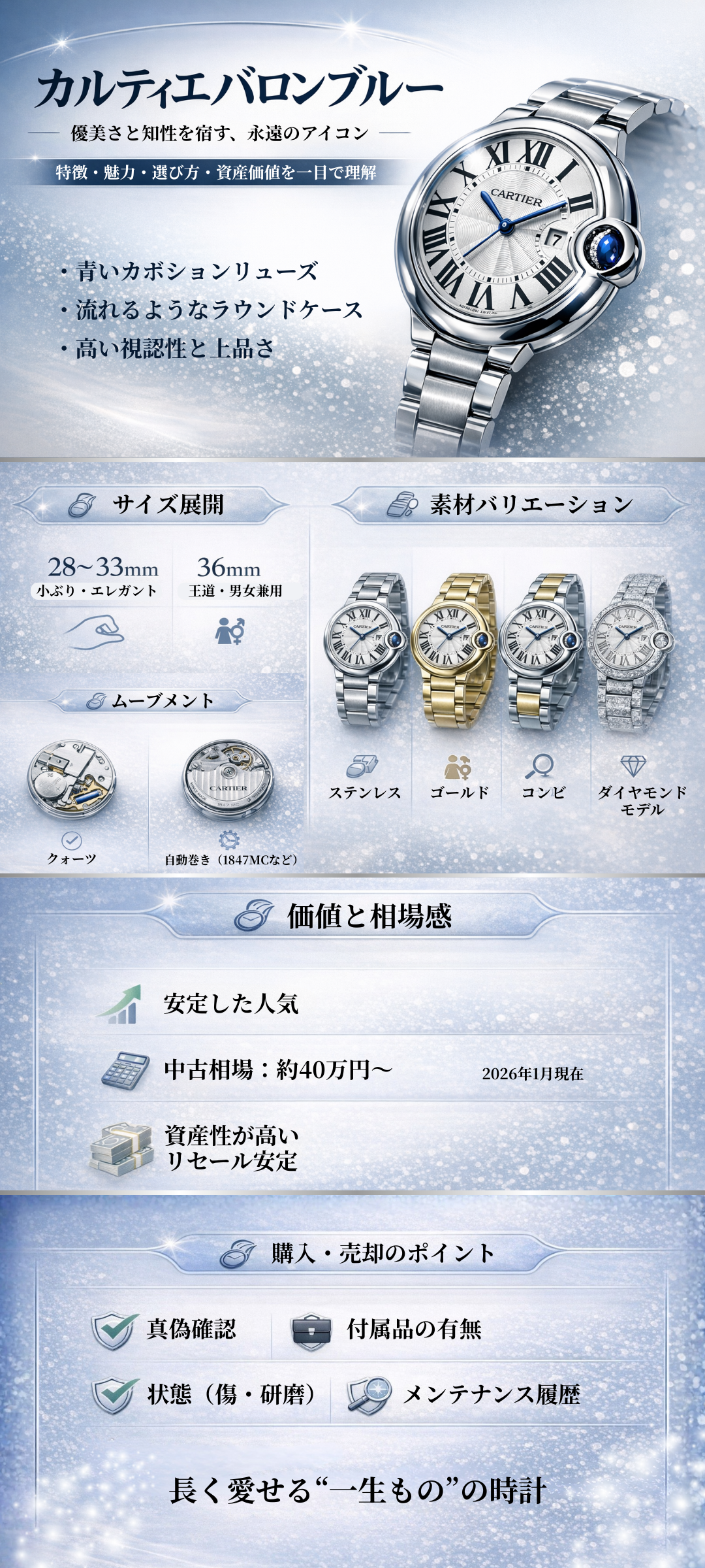 カルティエ「バロンブルー」の魅力とは？相場・高く売るコツと購入時の注意点