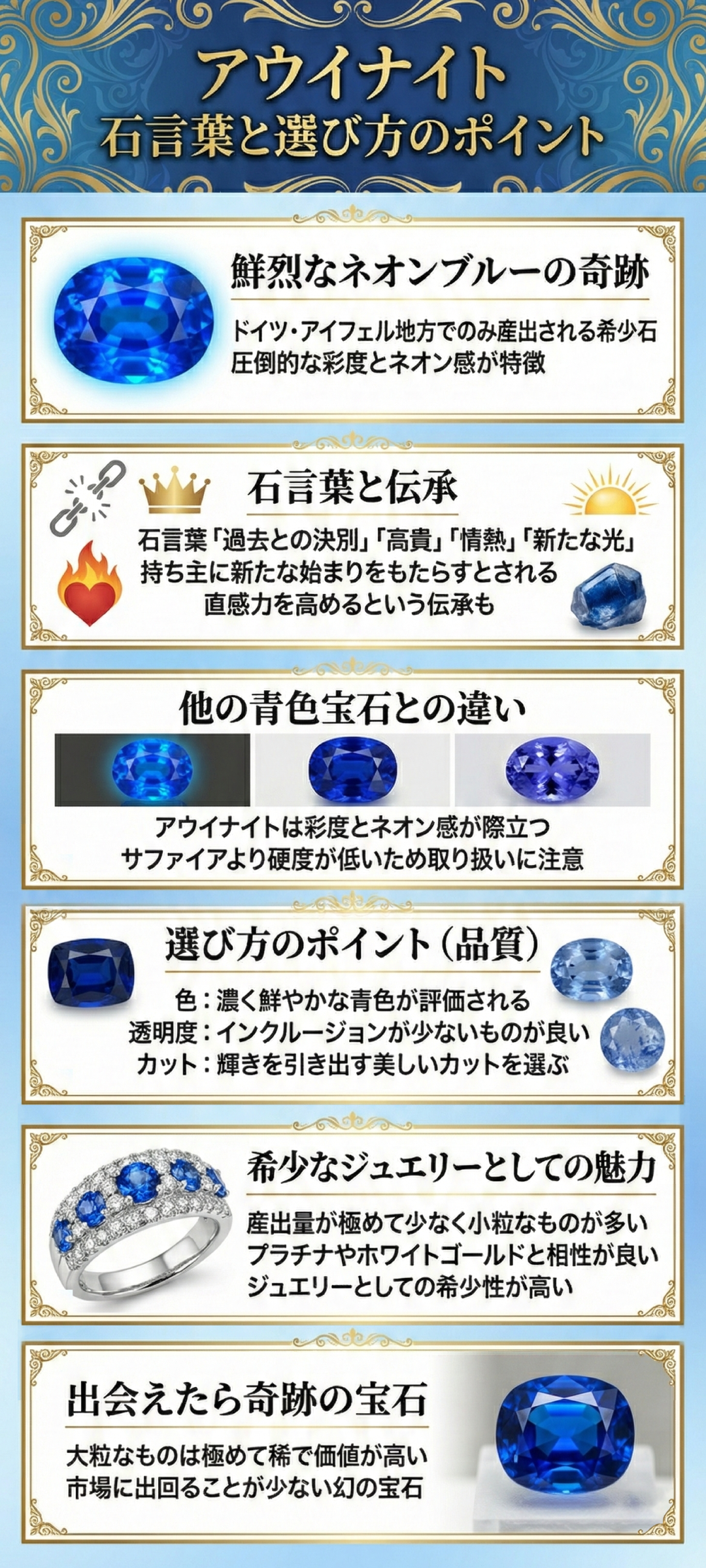 アウイナイトの石言葉とは？希少な青い宝石が持つ意味と効果を解説