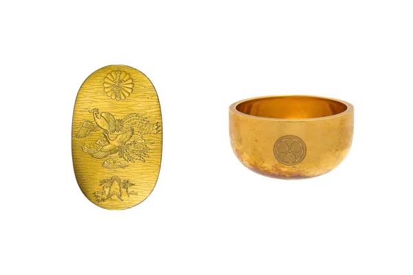 18金(K18)仏具・おりん　24金(K24)天皇陛下喜寿奉祝記念小判