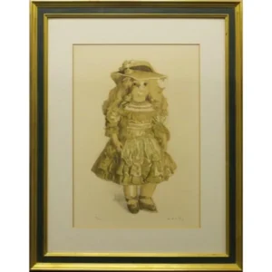 絵画 小磯良平 フェルト帽の人形