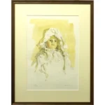 絵画 小磯良平 レースの帽子の人形