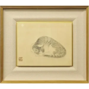 絵画 榊原紫峰(京都府) 猫 紙に鉛筆3号