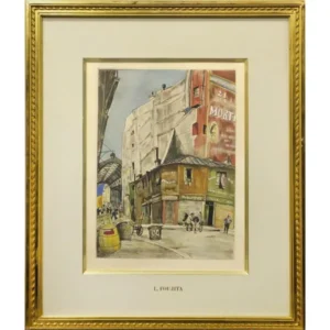 絵画 藤田嗣治 コルネイユ市場魅せられたし河