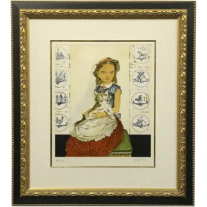 絵画 藤田嗣治 猫を抱く少女