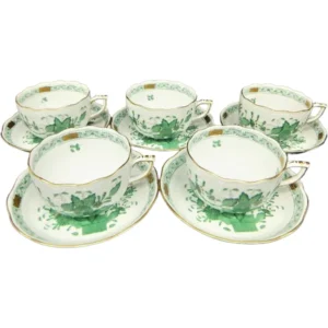 HEREND ヘレンド インドの華 グリーン カップ＆ソーサー5客セット