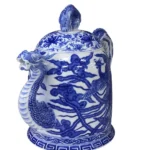 十四代 辻常陸 染付鳳凰文龍型水注 有田焼 共箱 茶道具 神話霊鳥 展覧会出品作