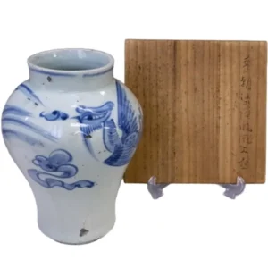 李朝 染付鳳凰文壺 久志卓真 鑑題箱 陶器