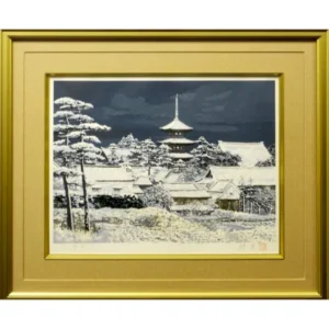 絵画 後藤純男 雪景斑鳩