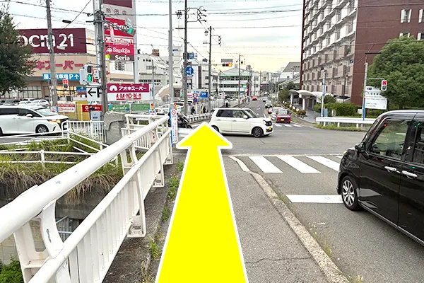 交差点の横断歩道を渡ります。
