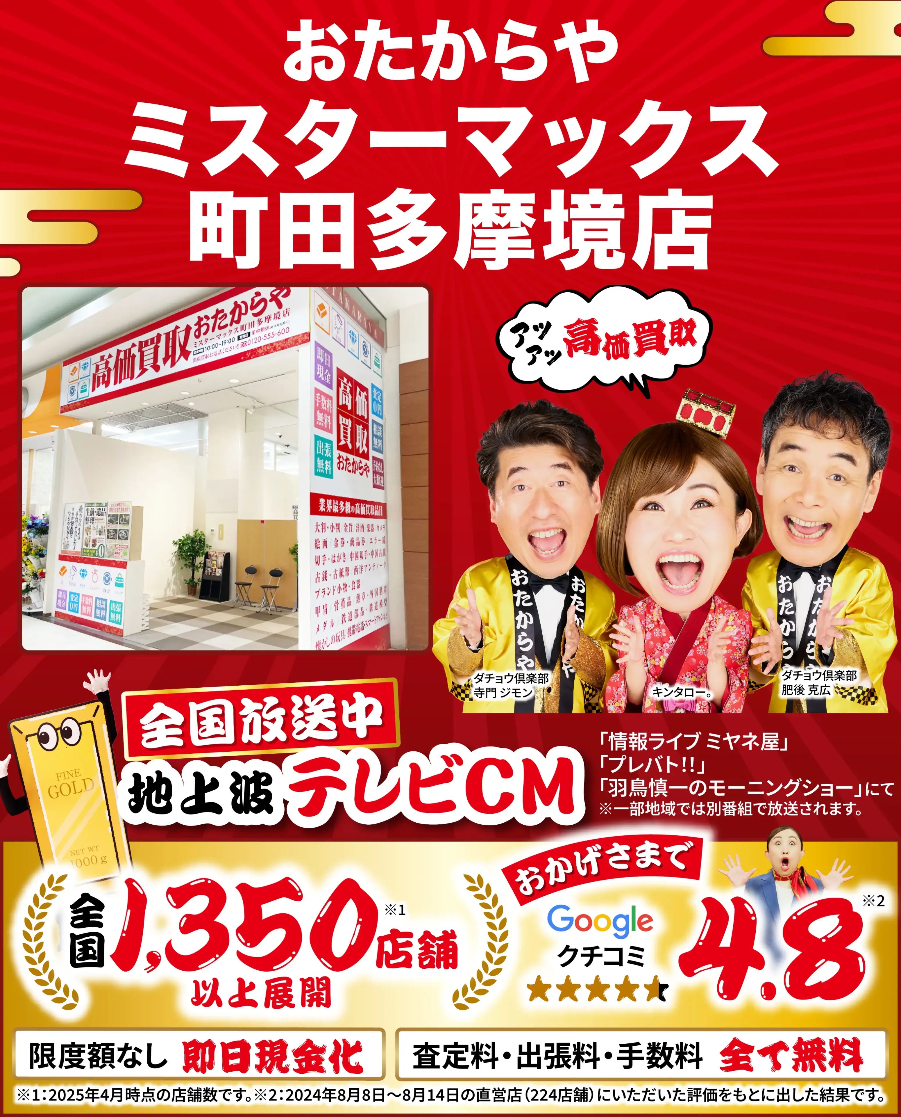 高価買取！googleクチコミ4.8、世界1,300店舗以上！