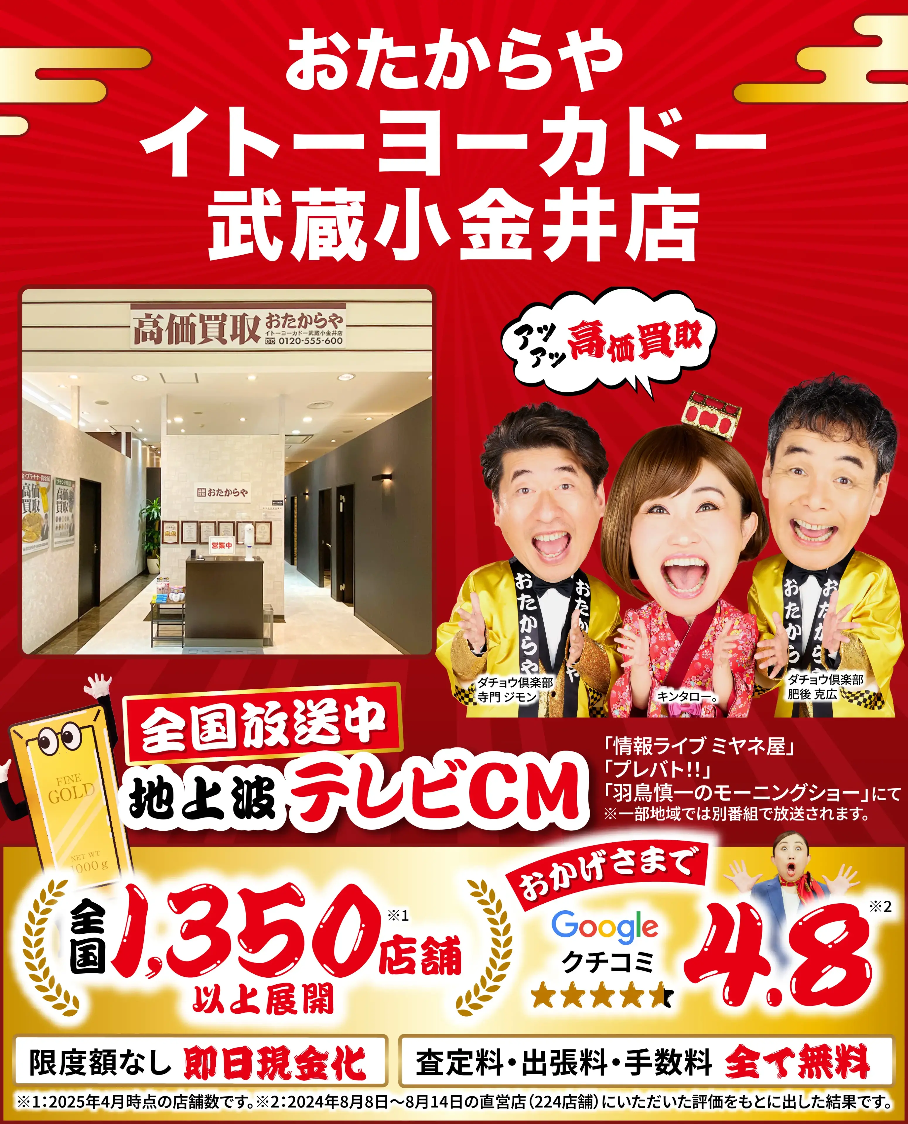 高価買取！googleクチコミ4.8、世界1,300店舗以上！