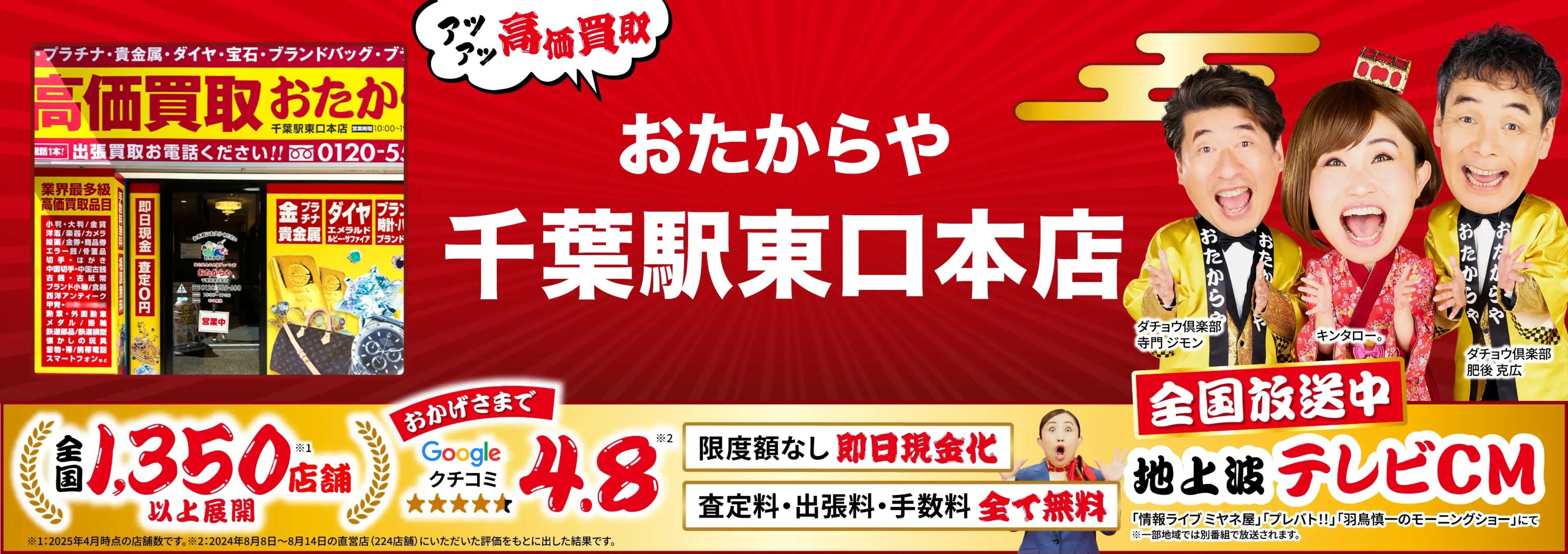 高価買取！googleクチコミ4.8、世界1,300店舗以上！