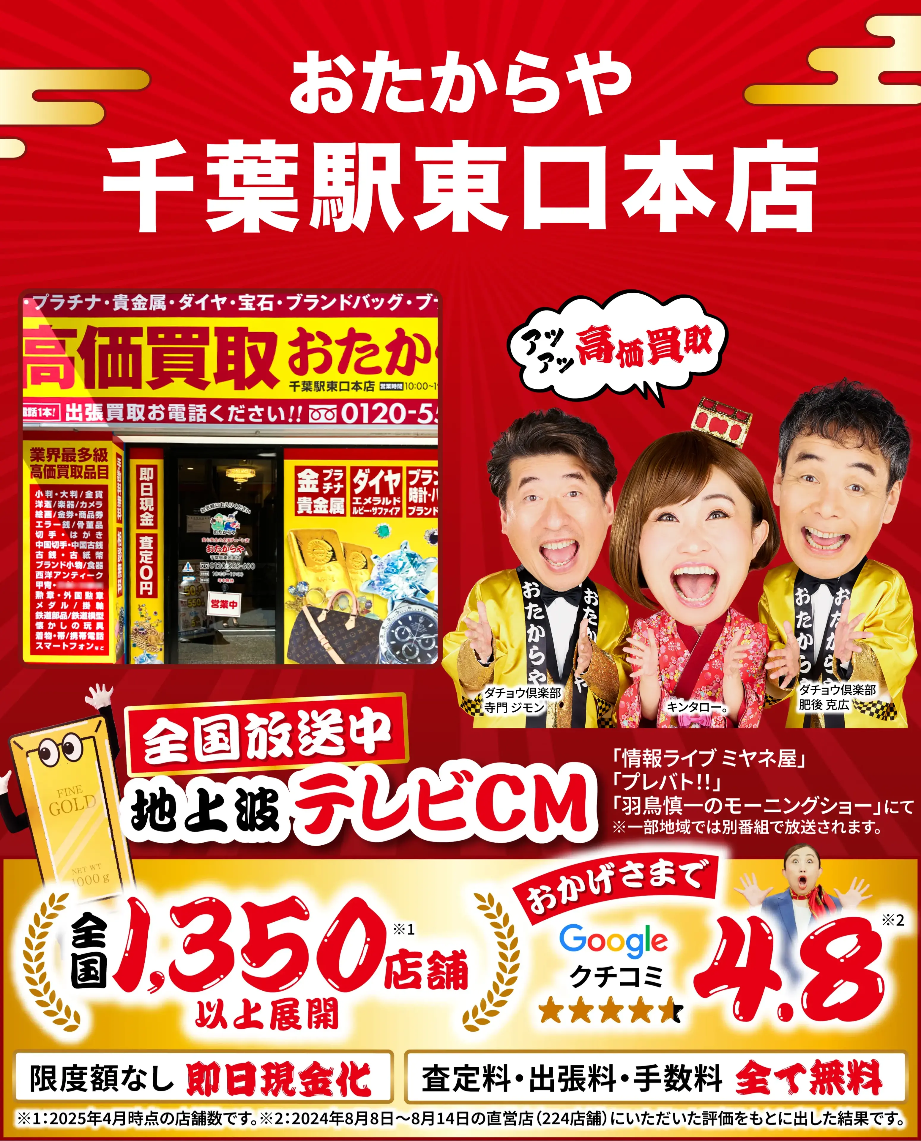 高価買取！googleクチコミ4.8、世界1,300店舗以上！