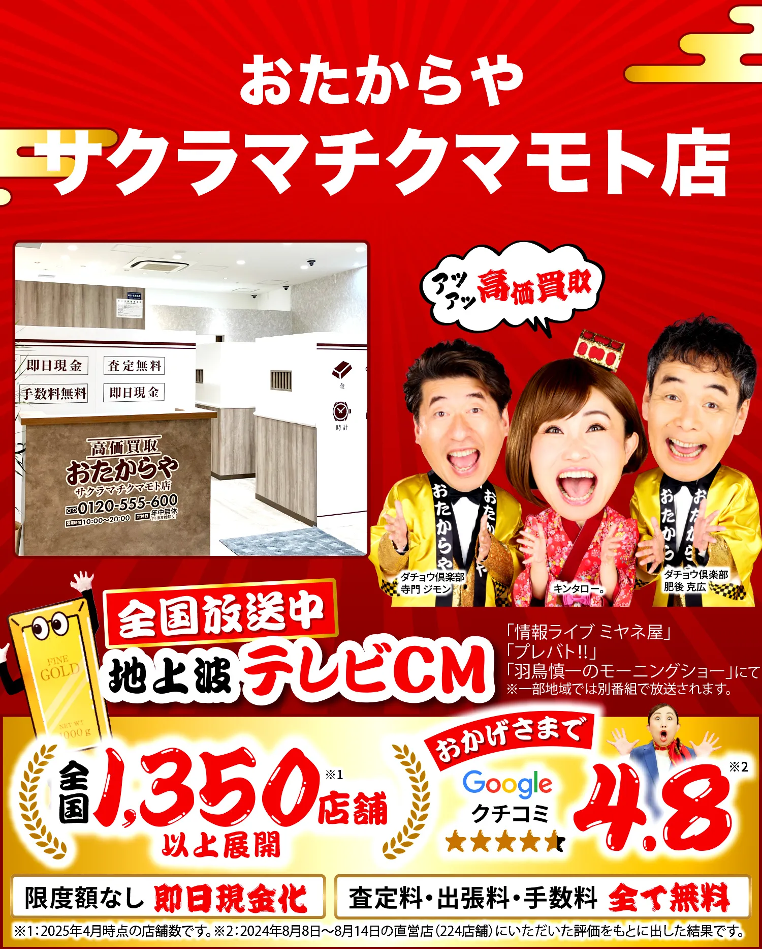 高価買取！googleクチコミ4.8、世界1,300店舗以上！