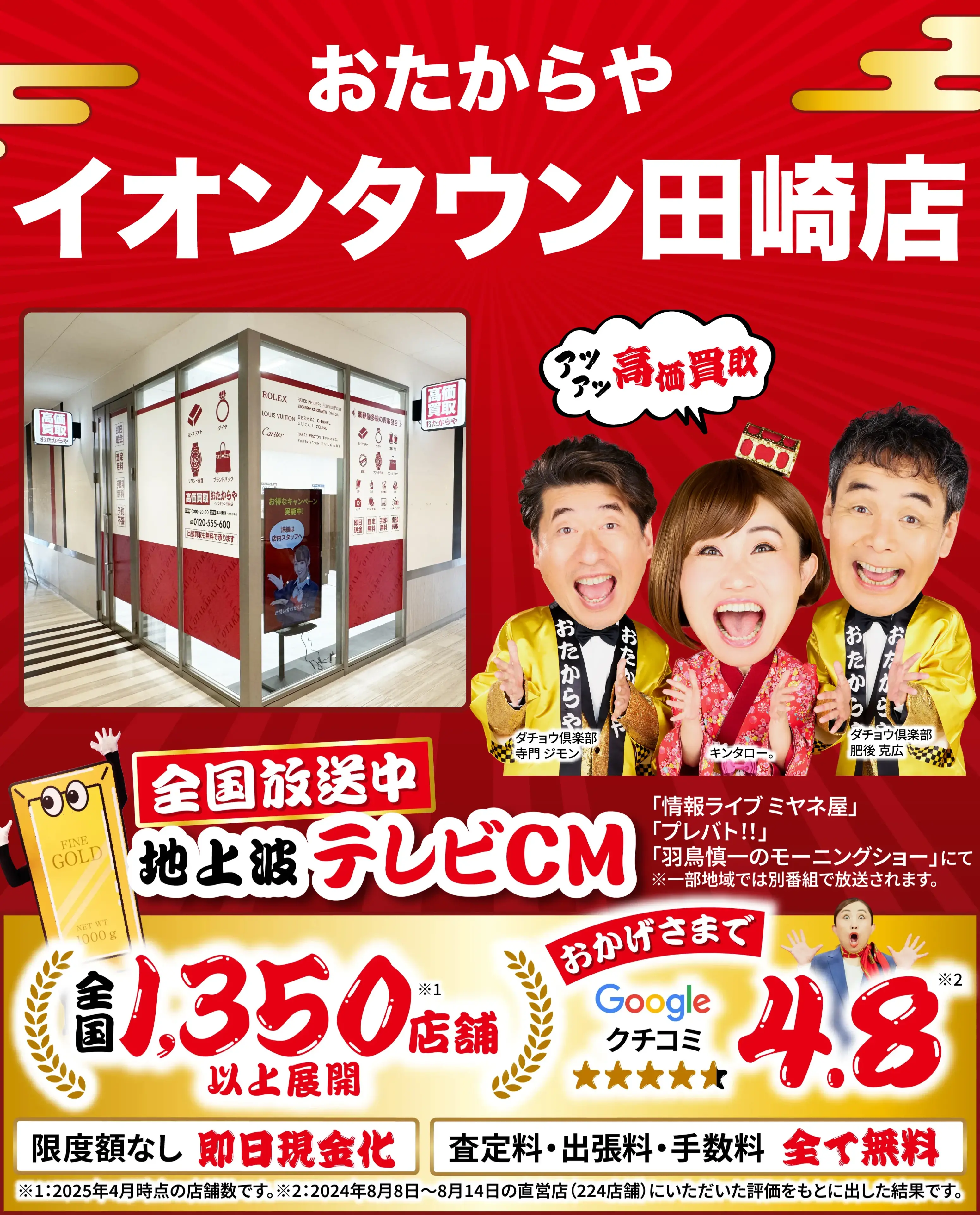高価買取！googleクチコミ4.8、世界1,300店舗以上！