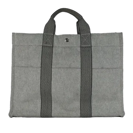 エルメス フールトゥMM トートバッグ キャンバス×レザー グレー×シルバー金具