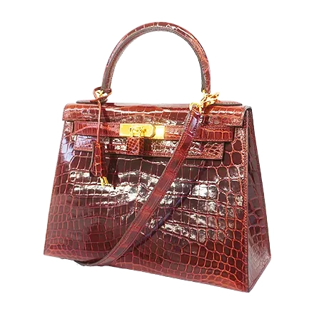 エルメス ケリー28 ハンドバッグ ニロティカス ボルドー×ゴールド金具 T刻印