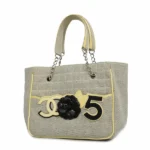 シャネル カメリア No.5 トートバッグ キャンバス グレー