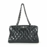 シャネル 2.55 ショルダーバッグ ハンドバッグ レザー キルティングステッチ ブラック×ゴールド金具 チェーンストラップ