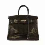 エルメス バーキン 35 ハンドバッグ ポロサス 黒 シルバー金具 G刻印
