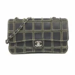 シャネル ワイルドステッチ ショルダーバッグ ブラック×シルバー金具