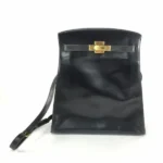 エルメス ケリースポーツMM ショルダーバッグ ブラック×ゴールド金具 ○Q刻印