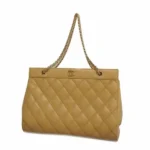 シャネル ワイルドステッチ ショルダーバッグ ベージュ×ゴールド金具