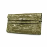 エルメス ケリーウォレット 財布 グリーン×シルバー金具 C刻印