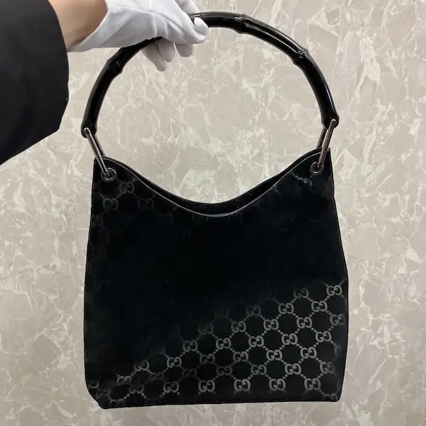 グッチ　GGスエード　バンブー　ショルダーバッグ