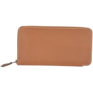 エルメス アザップロングシルクイン 財布 レザー W刻印 シルバー金具