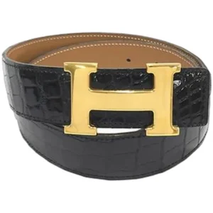 エルメス Hベルト ベルト クロコダイル ○X刻印 ゴールド金具