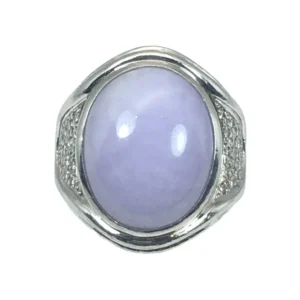 Pt･Pm900 ラベンダーヒスイ ダイヤモンド リング 18.26ct 0.28ct