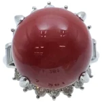 Pt900 サンゴ ダイヤモンド リング 15.1 ㎜ 1.06 ct