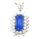 Pt850/Pt900 非加熱サファイア ダイヤモンド ネックレス 14.475ct 3.83ct
