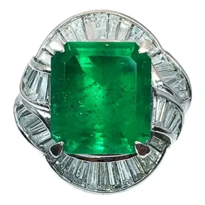 Pt･Pm900 エメラルド ダイヤモンド リング 6.34ct 1.51ct